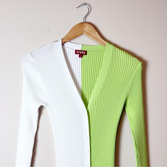 STAUD Shoko sweater dress / cardigan in poppy rosebud size Small - Picture 4 of 10